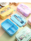 Bento Lunch Box for Kids Girls Cartoon Students Kawaii Cute Dinosaur Heated 3 Grid Sandwich Snack Food Box Special Canteen