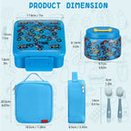Bento Lunch Box for Kids With 8oz insulated vacuum food jar, Lunch bag, ice pack, and bendable fork&spoon, Leak-proof