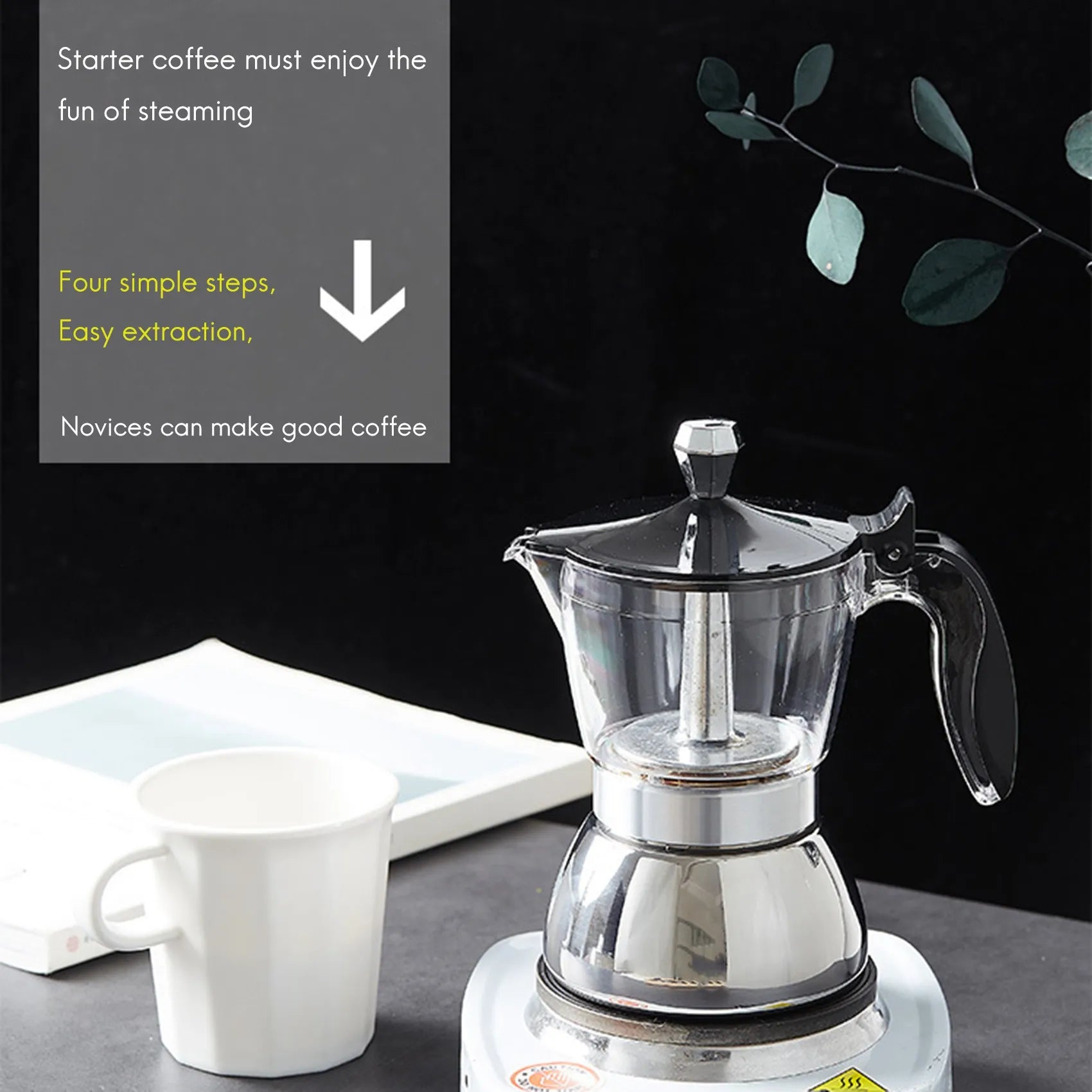 Moka Pot, 4 Cup Stovetop Espresso Maker -Cuban Coffee Percolator Machine Premium Moka Italian Espresso Coffee Maker-AT64