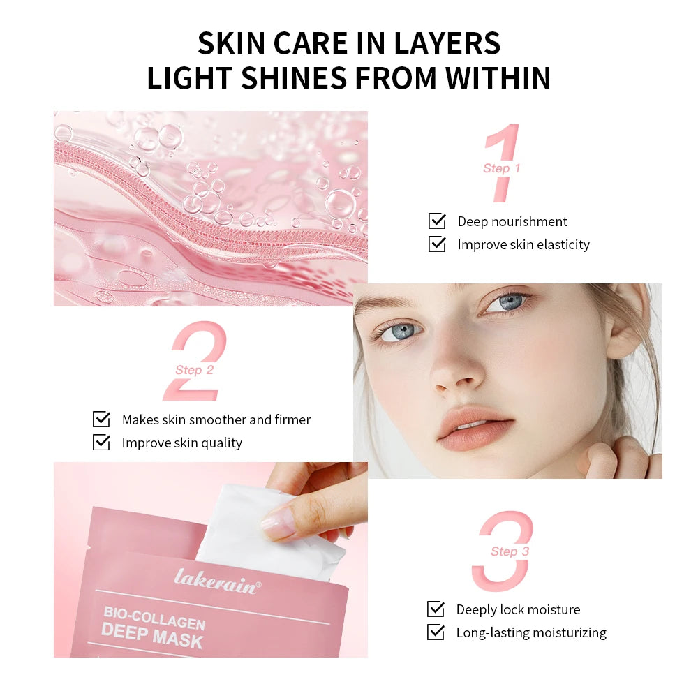 Bio-Collagen Real Deep Mask, Hydrating Overnight Hydrogel Mask, Pore Minimizing, Elasticity Improvement