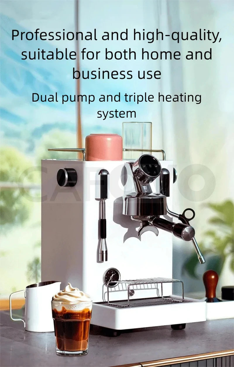 CAFOVO CM6005 Commercial Espresso Machine 3100W Dual Pump Triple Boiler PID Temperature Control 3-Hole Steam Wand Cafe Home Use