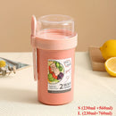 Bento Lunch Box Salad Oatmeal Breakfast Double Cup Cereal Nut Yogurt Container Set with Dressing Holder Fork Meal Preparation