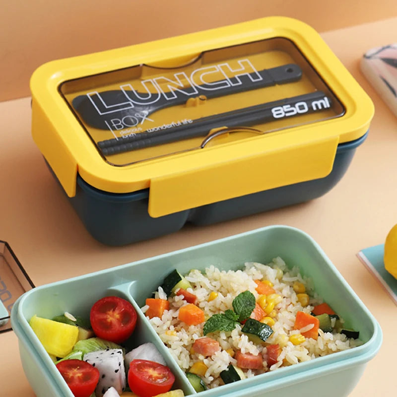 Microwaveable Lunch Box Divided Non-flavored Bento Box Japanese-style Student Adult Office Lunch Box with Meal