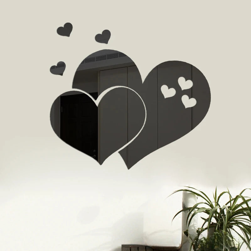 3D Acrylic Mirror Wall Stickers DIY Wall Mirrors Sticker Removable Self Adhesive Aesthetic LOVE Tiles Decals Home Decoration