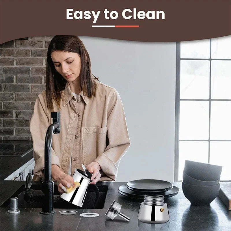 Coffee Maker Pot Moka Coffee Maker Stainless Steel 2/4/6/9 Cups Mocha Espresso Latte Stovetop Filter Coffee Pot for Kitchen