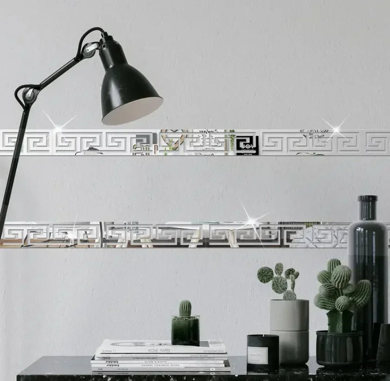 12pcs 20x5cm Acrylic Mirror Sticker Adhesive Wall Decor Sticker Mirror Wall Art Home DIY Decoration Mirror Wall Stickers