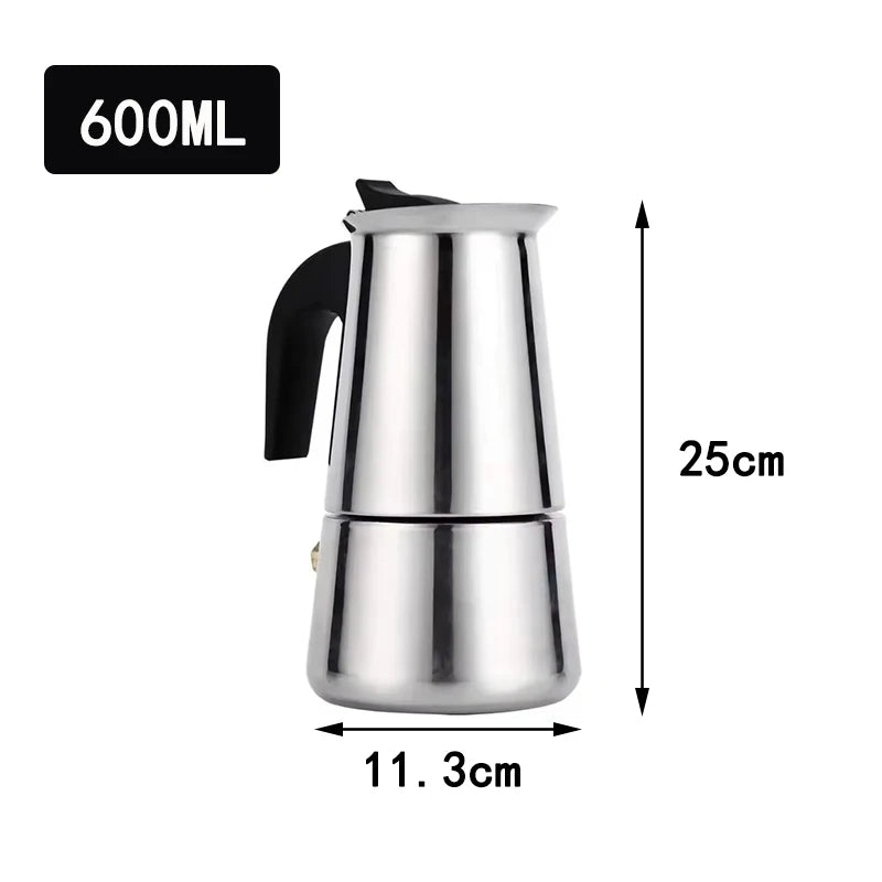 Moka Pot Machine Mocha Latte Pot Stainless Steel Mocha Espresso Coffee for Office Kitchen Italian Coffee Maker 2/4/6/9/12 Cups