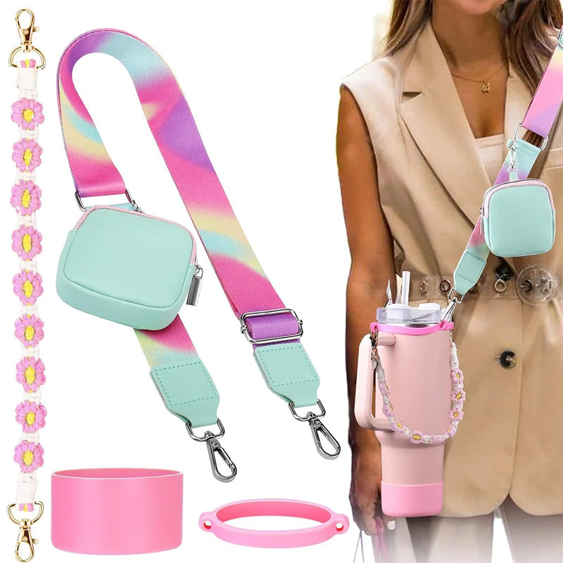 4Pcs Colorful Accessories Set for Stanley 30oz 40oz Tumbler Cup  Holder with Strap, Water Bottle Handle Strap Carrier Boot