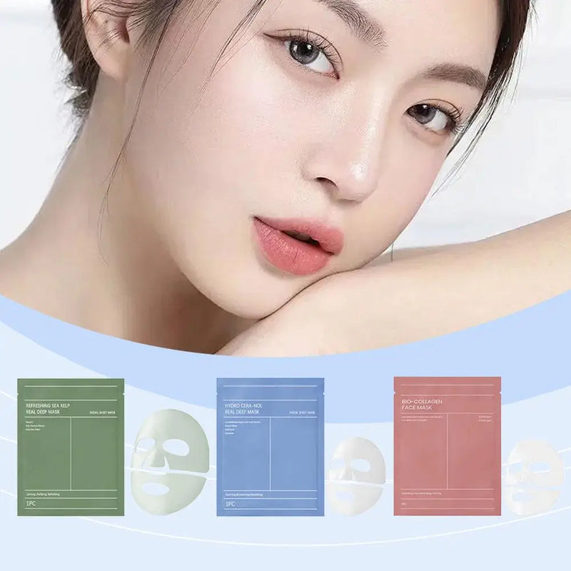 3pcs Bio-Collagen Face Mask Deep Moisturizing Collagen Protein Hydrogel Soft Gel Mask Skin Care Products