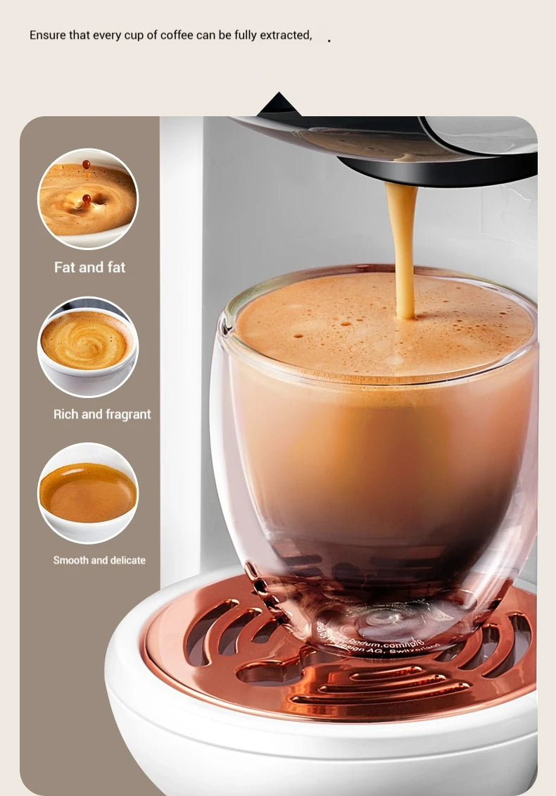 5-in-1 capsule coffee machine, fully automatic small household coffee machine, 7-speed water level hot and cold Italian style ca