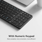 Foldable Bluetooth Keyboard with Numeric Keypad Full Size Wireless Folding Keyboard Rechargeable Portable Travel Keyboard