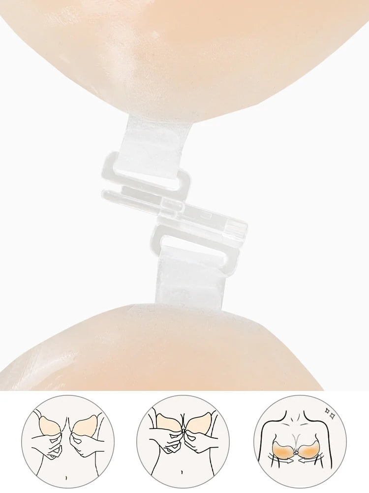 Reusable Silicone Nipple Covers Women Mango Shaped Self Adhesive Bra Strapless Push-Up Bralette Invisible Breast Petals Lingerie