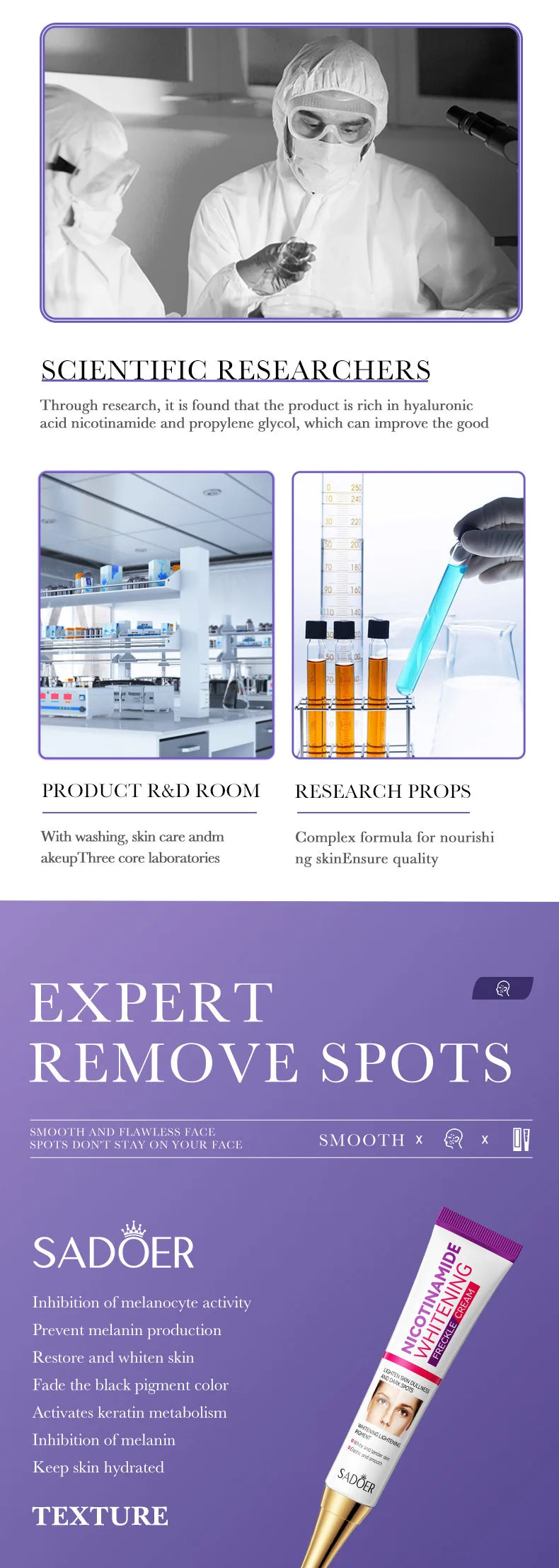 SADOER Freckle Removing Cream Nicotinamide Face Cream for Faical Moisturizing Nourishing Hydrating Firming Spot Facial Creams