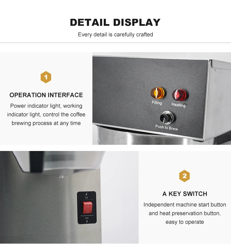 Large Capacity 2.2L Coffee Shop Appliances Coffee Brewer Multi Drink Commercial American Coffee Machine