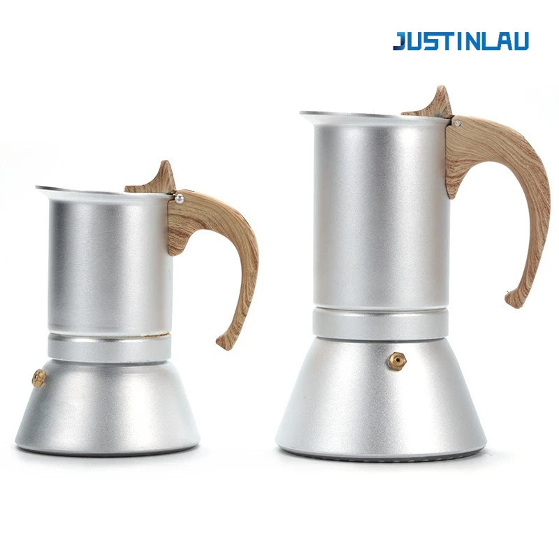 JUSTINLAU Italian Moka Coffee Maker Pot 3/6 Cups Aluminum Coffee Pot for Kitchen Mocha Espresso Latte Stovetop Filter Barista