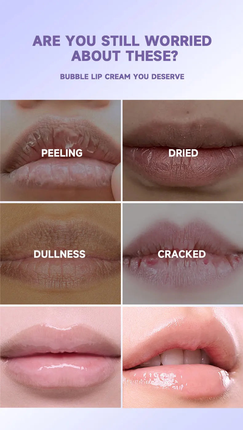 Bubble Lip Exfoliator Foaming Scrub Gentle Cleansing Fast Soften Moisturize Hydrate Nourish Night Balm Daily Lipcare