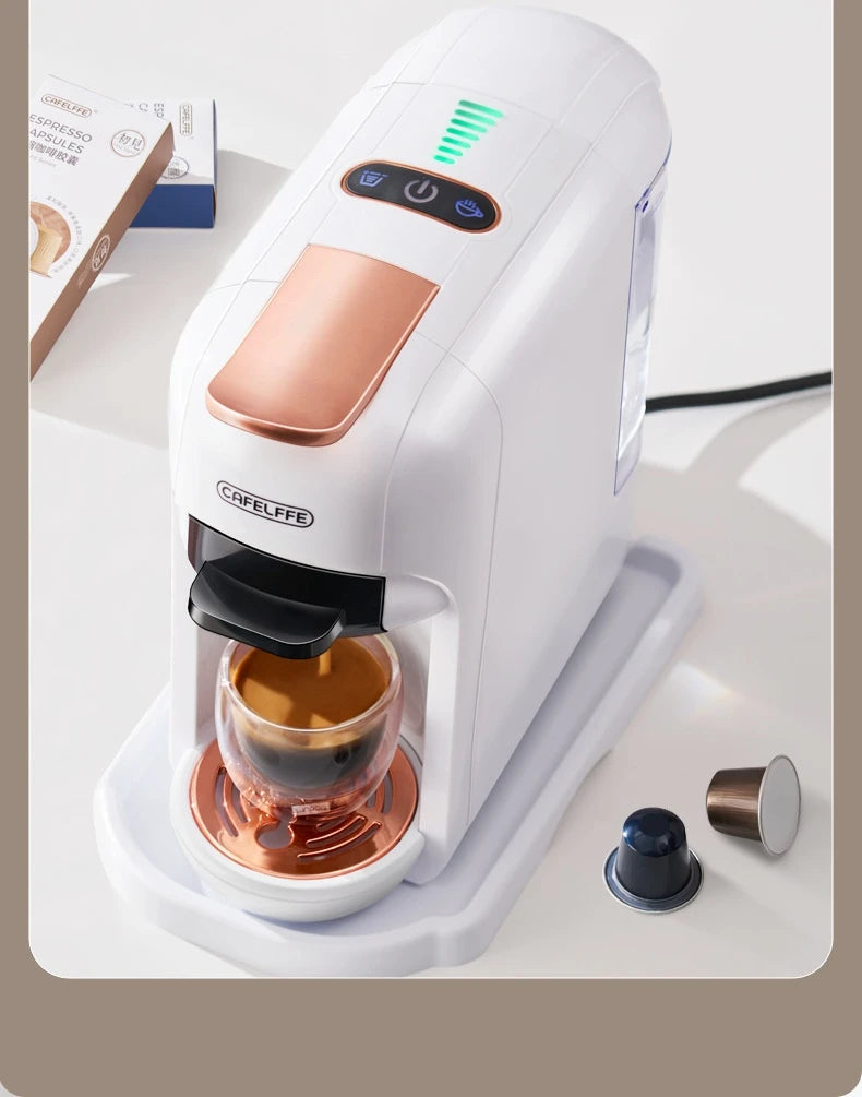 5-in-1 capsule coffee machine, fully automatic small household coffee machine, 7-speed water level hot and cold Italian style ca