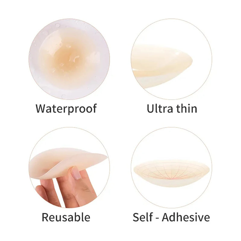 Nipple Covers No Show Reusable Seamless Pasty Sticky Adhesive Silicone Nipple Pasties for Women
