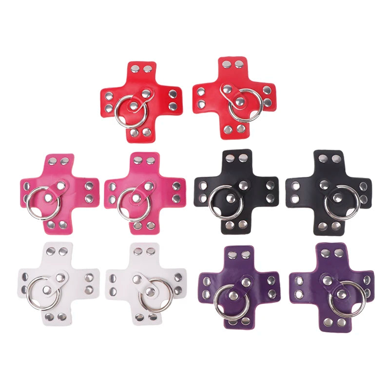 Women 1Pair Sexy Leather Cross Nipple Cover Reusable Breast Stickers Self Adhesive Nipple Pasties Nipple Covers Bra AccessoriesW