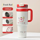 Large Tumbler With Handle And Straw Insulated Cup Holder Bottle For Hot Cold Drink 1000ml Reusable Tumblers Cupholder Iced