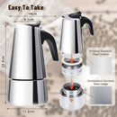 Coffee maker Moka Pot, 2/4/6 Cups Stainless Steel Cafe Percolator Maker, Italian coffee machine Fit Induction Cookers Coffeeware