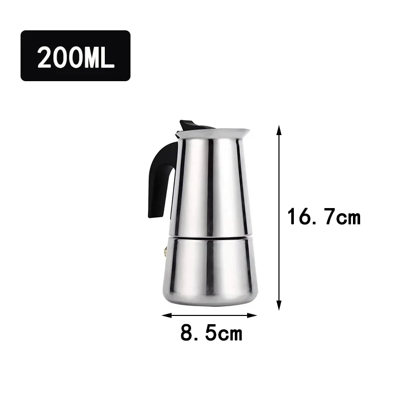 Moka Pot Machine Mocha Latte Pot Stainless Steel Mocha Espresso Coffee for Office Kitchen Italian Coffee Maker 2/4/6/9/12 Cups