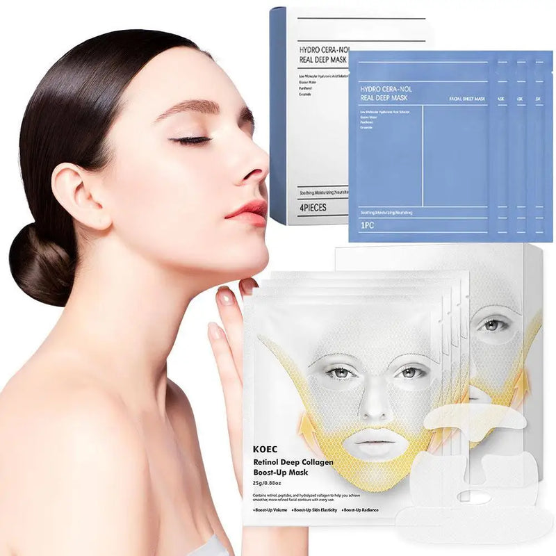 4PCS Bio-Collagen Real Deep Mask Hydrolyzed Collagen Soluble Rejuvenation Pore Shrinking Refresh Moisturizing Sheet Mask