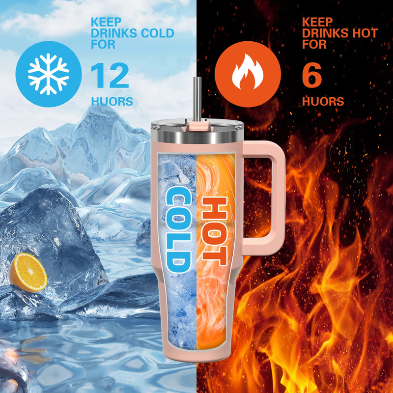 WATERSY 20/30/40oz Tumbler with Handle & Straw, Large Capacity Stainless Steel Thermal Cup, Vacuum Insulated Mug for Car, Travel