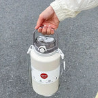 2L/ 67.63oz Large Capacity Stainless Steel Insulated Tumbler with Handle, Ice-Keeping and Thermal Straw, Sports Water Bottle