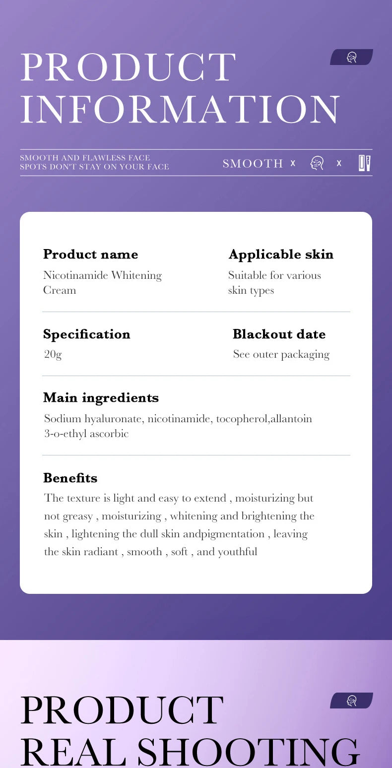 SADOER Freckle Removing Cream Nicotinamide Face Cream for Faical Moisturizing Nourishing Hydrating Firming Spot Facial Creams