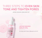 3pcs/set LAIKOU Vitamin C 24K Golden Sakura Skin Care Sets Face Cream Serum Eye Cream Moisturizing Anti Wrinkles Face Care Kit