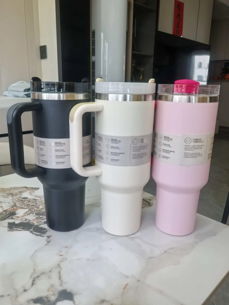 40 oz tumbler with handle and straw | Cup holder for travel | Insulated stainless steel cup | BPA- free |