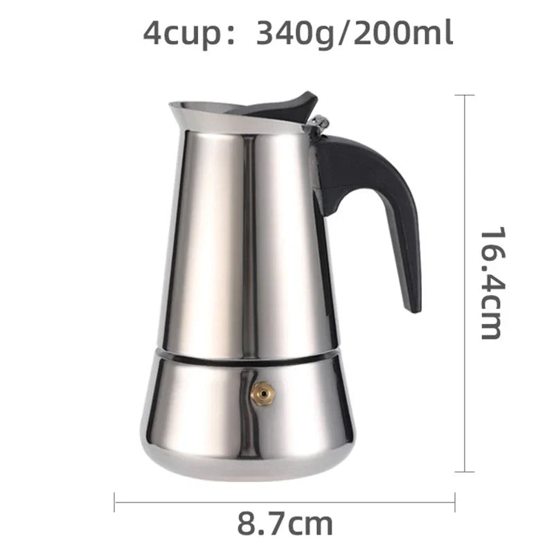 Coffee Maker Pot Moka Coffee Maker Stainless Steel 2/4/6/9 Cups Mocha Espresso Latte Stovetop Filter Coffee Pot for Kitchen
