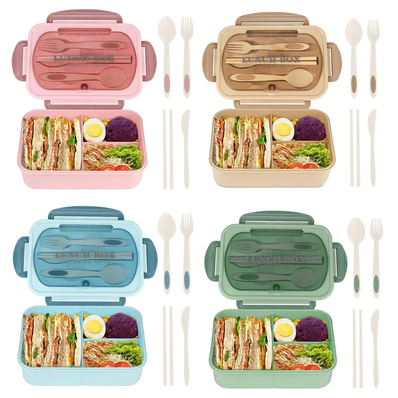 Bento Box Adult Lunch Box, Containers For Adults Men Women With 4 Compartments, Lunchable Food Container Back To School