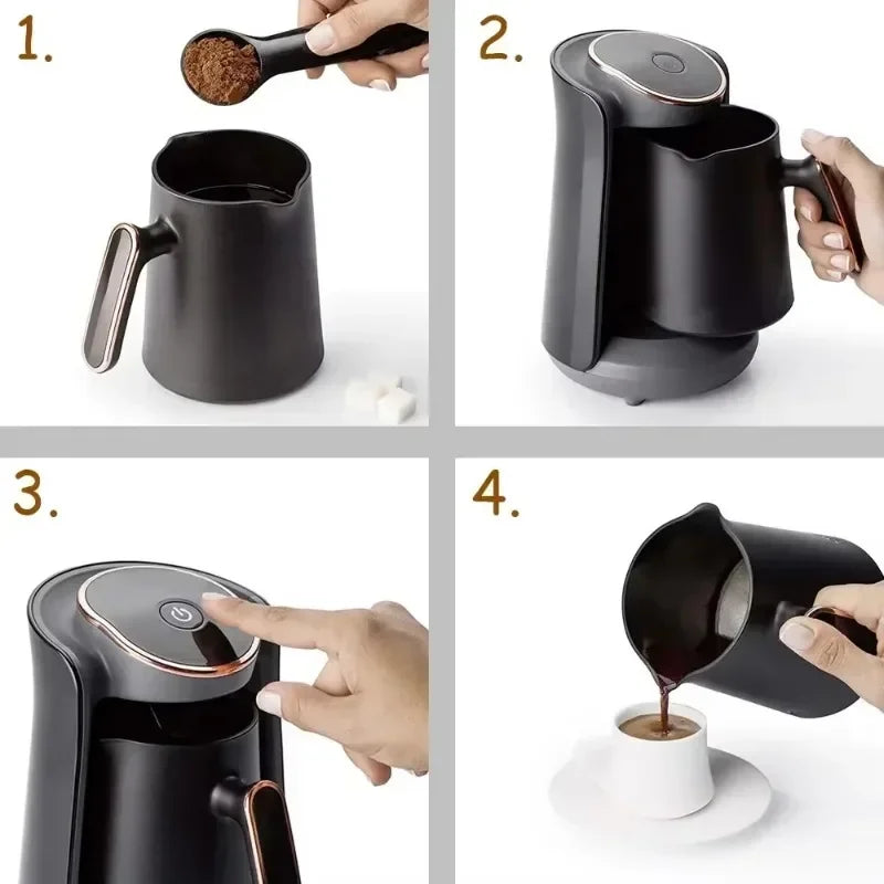 500ml Stainless Steel Moka Pot Coffee Maker Semi-Automatic Turkish Coffee Machine with Thermal Cup for Espresso Brewing