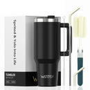 WATERSY 20/30/40oz Tumbler with Handle & Straw, Large Capacity Stainless Steel Thermal Cup, Vacuum Insulated Mug for Car, Travel