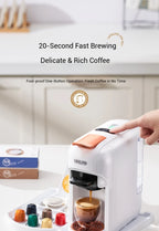 5-in-1 capsule coffee machine, fully automatic small household coffee machine, 7-speed water level hot and cold Italian style ca