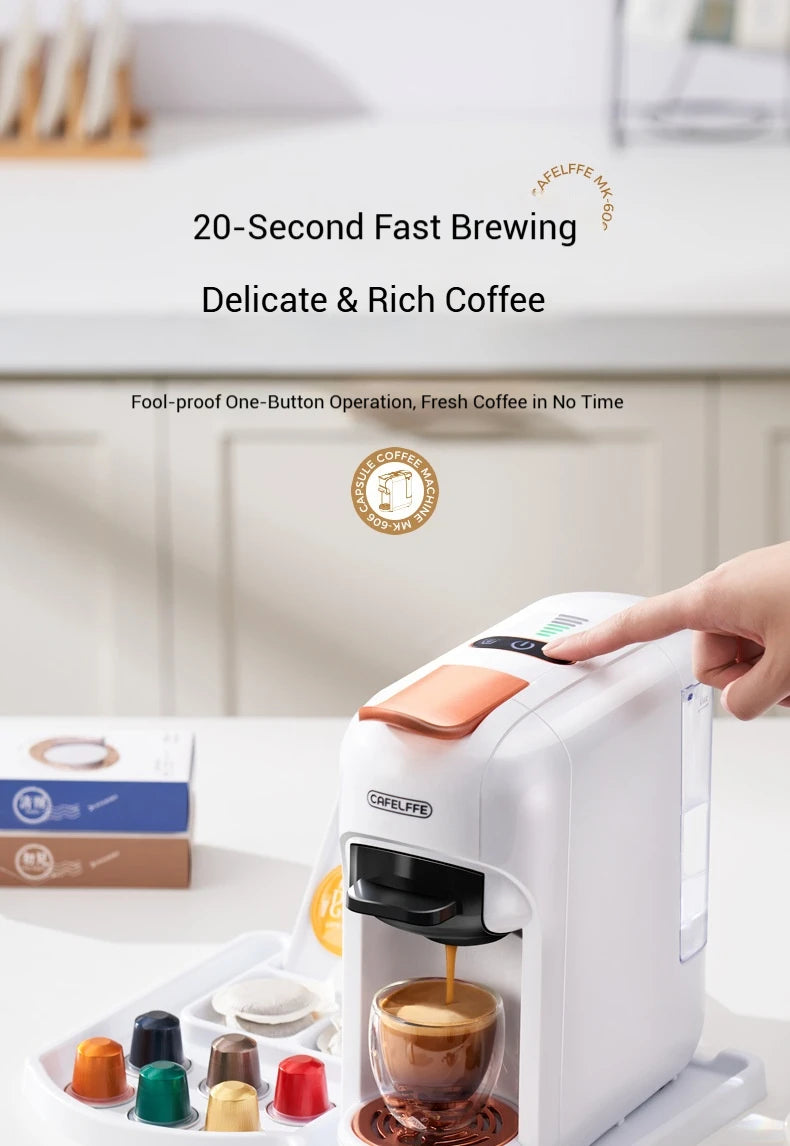 5-in-1 capsule coffee machine, fully automatic small household coffee machine, 7-speed water level hot and cold Italian style ca