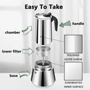 Moka Pot Machine Mocha Latte Pot Stainless Steel Mocha Espresso Coffee for Office Kitchen Italian Coffee Maker 2/4/6/9/12 Cups