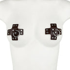 Women 1Pair Sexy Leather Cross Nipple Cover Reusable Breast Stickers Self Adhesive Nipple Pasties Nipple Covers Bra Accessories