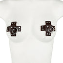 Women 1Pair Sexy Leather Cross Nipple Cover Reusable Breast Stickers Self Adhesive Nipple Pasties Nipple Covers Bra Accessories