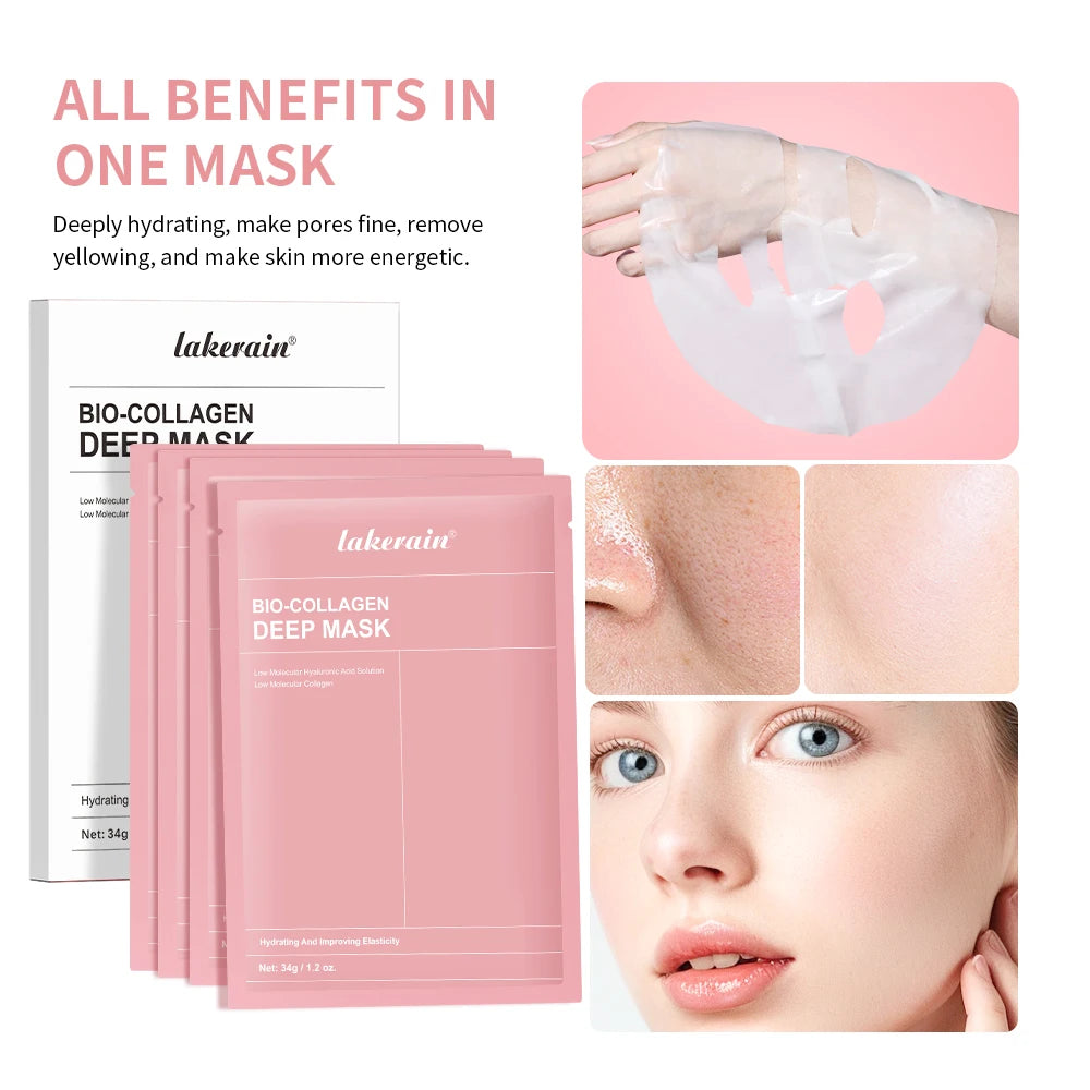 12pcs Bio-Collagen Real Deep Mask Elasticity Improvement Brighten Skin Pore Minimizing Firming Radiance Anti-Aging Skincare