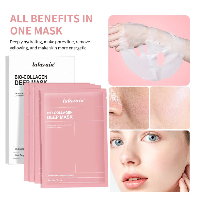 12pcs Bio-Collagen Real Deep Mask Elasticity Improvement Brighten Skin Pore Minimizing Firming Radiance Anti-Aging Skincare
