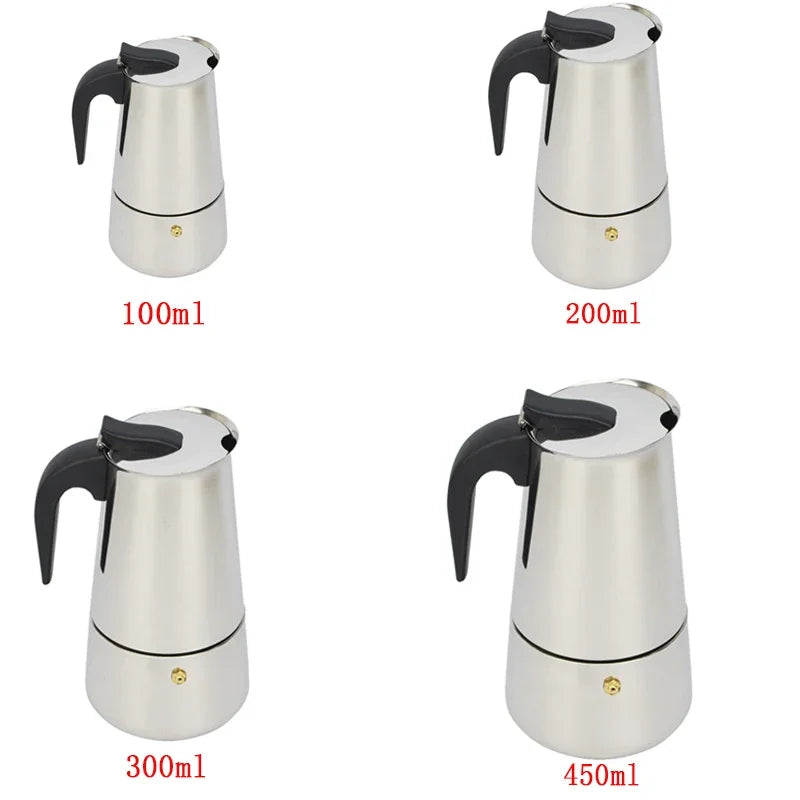 2/4/6/9 Cups Stainless Steel Coffee Maker Moka Pot Espresso Maker Cups Latte Percolator Stove Top Espresso Pot