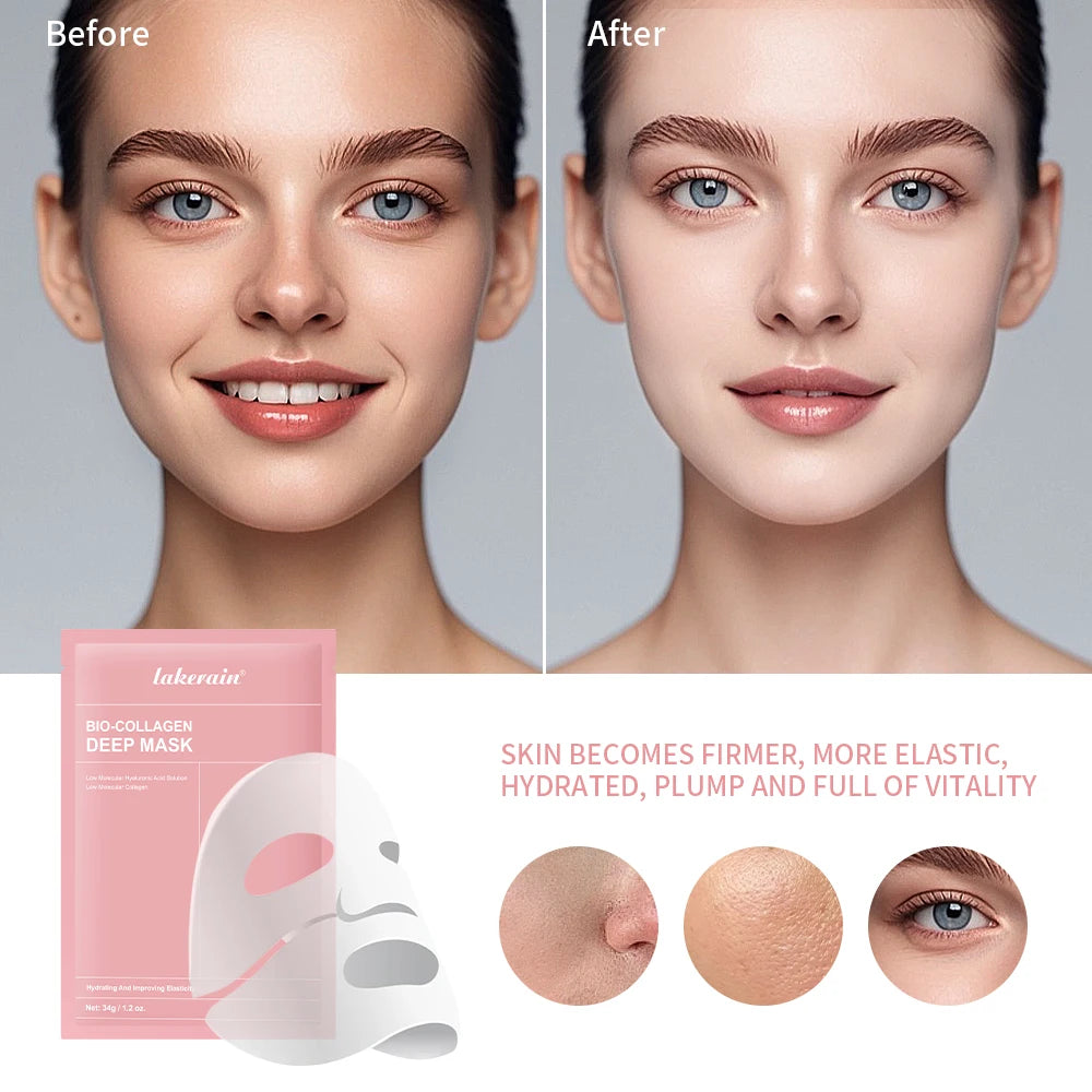 12pcs Bio-Collagen Real Deep Mask Elasticity Improvement Brighten Skin Pore Minimizing Firming Radiance Anti-Aging Skincare