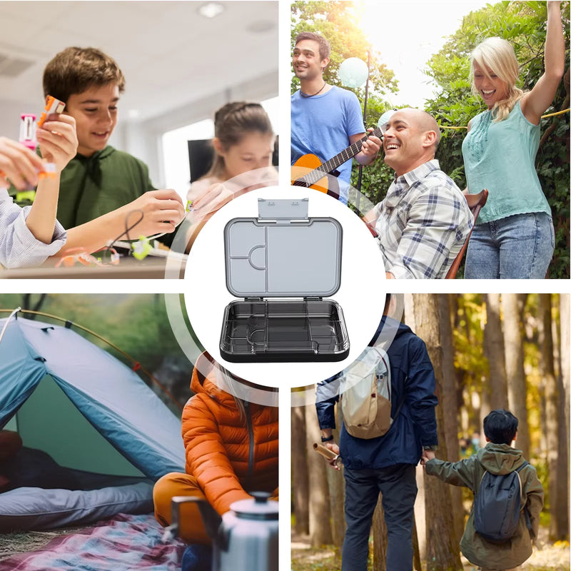 Kids Bento Lunch Box with 4/6 Compartments BPA Free Lunchable Food Container Microwave & Dishwasher Safe for Daycare, School