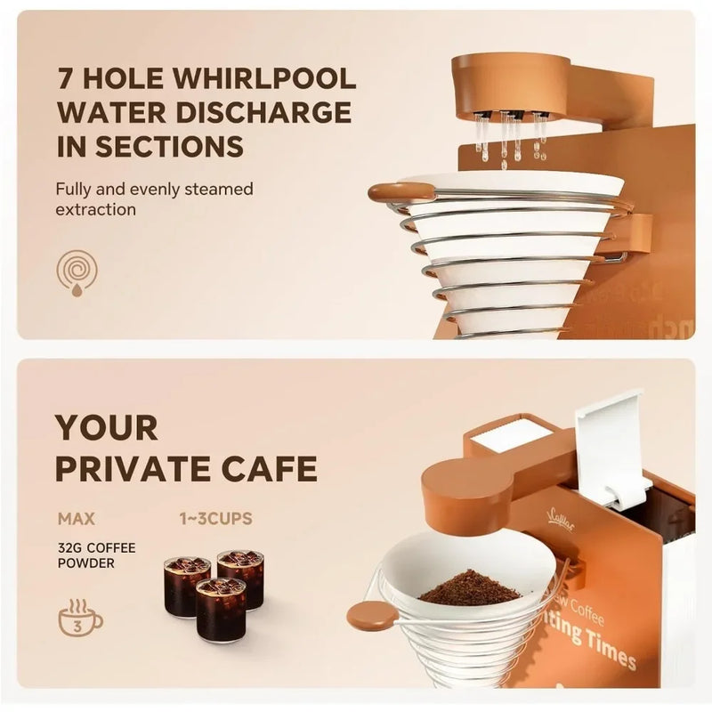 Detachable One Cup Automatic Pour Over Coffee Maker Portable Drip Coffee machine with Reusable Filter for Travel Home Tea Maker