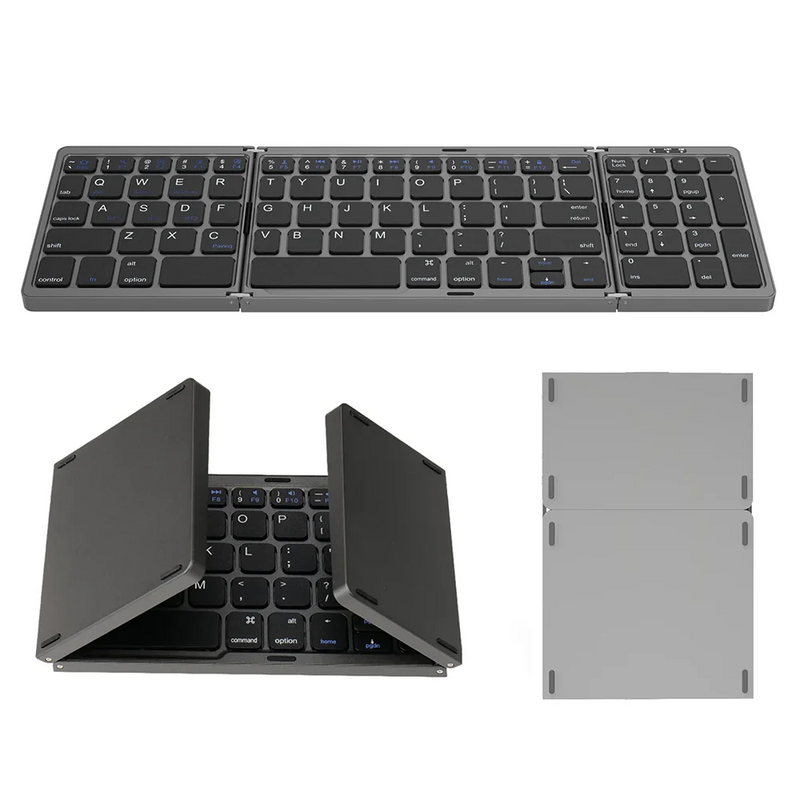 Folding Bluetooth Keyboard with Numeric Keypad Wireless Foldable Keyboard for iOS Android Windows Support 3 Devices