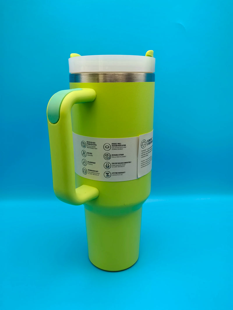 40 oz tumbler with handle and straw | Cup holder for travel | Insulated stainless steel cup | BPA- free |