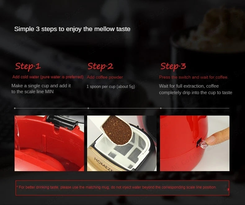 American single-cup coffee machine Portable home fully automatic drip coffee maker Small coffee machine for office use